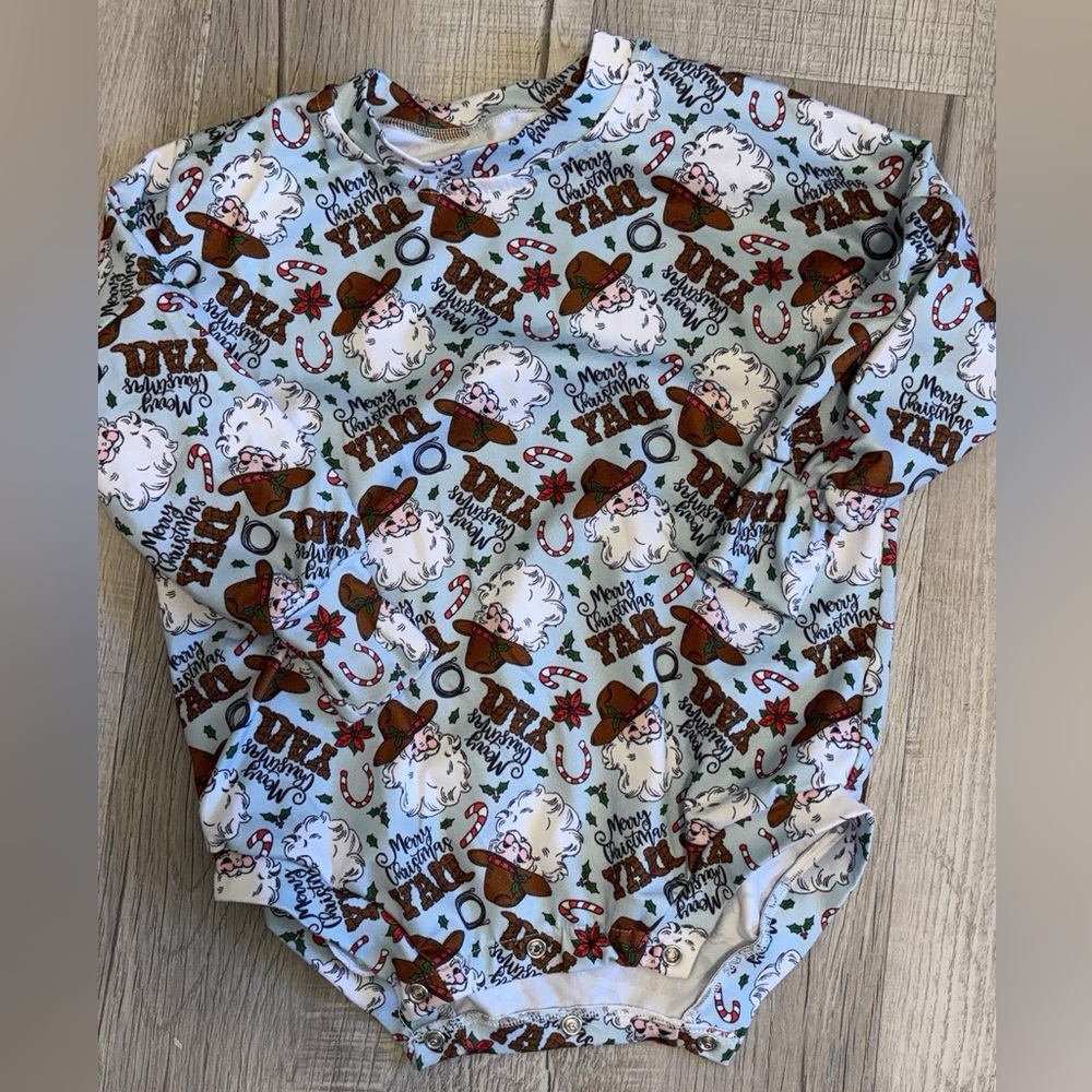 Festive Santa Print Kids One Piece